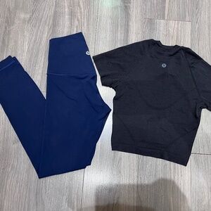 lululemon size 0 align swiftly tshirt set